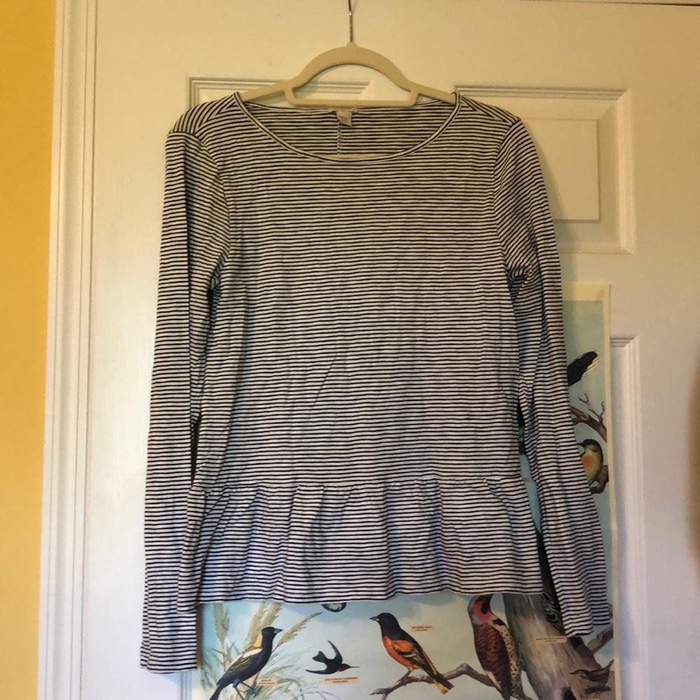 J Crew Striped Peplum Top